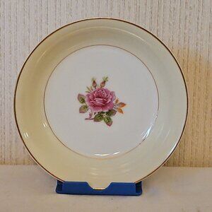 Fuji China Rosette Fruit Bowl Dish Hand Painted Pink Floral Gold Trim Japan
